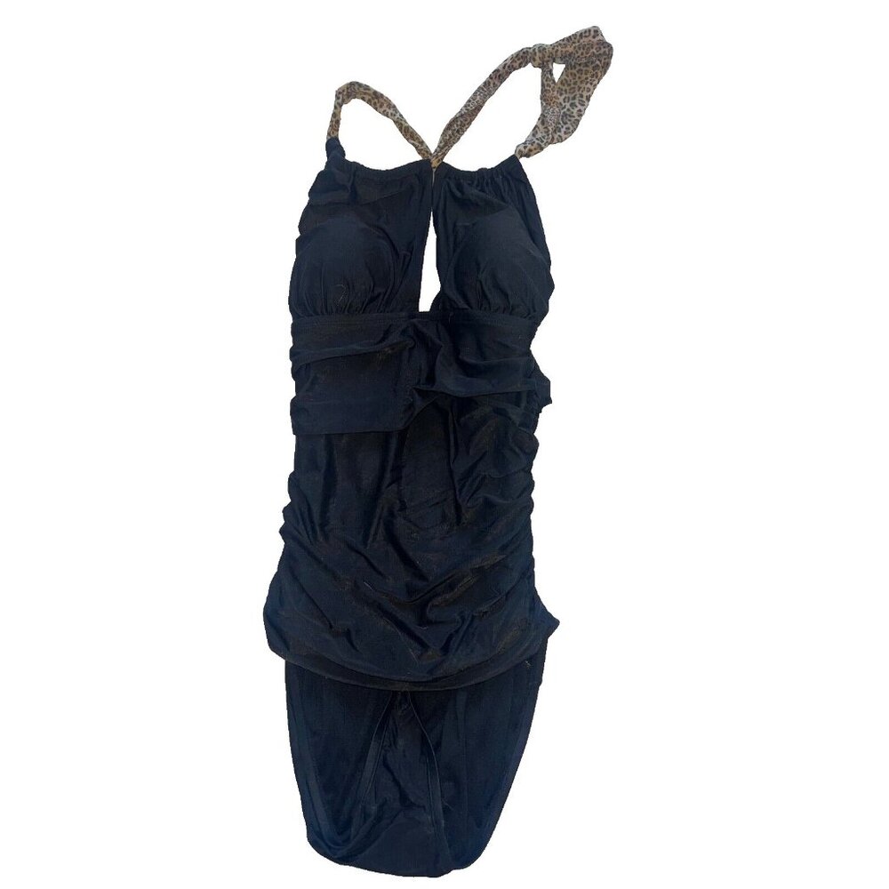 Sofia Vergara one piece swim suit bathing suit black necktie size Small